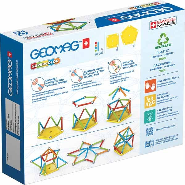 Geomag Supercolor magnetic building set 42 pieces - British product