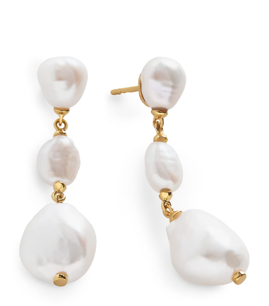 Monica Vinader gold vermeil pearl drop earrings - British product