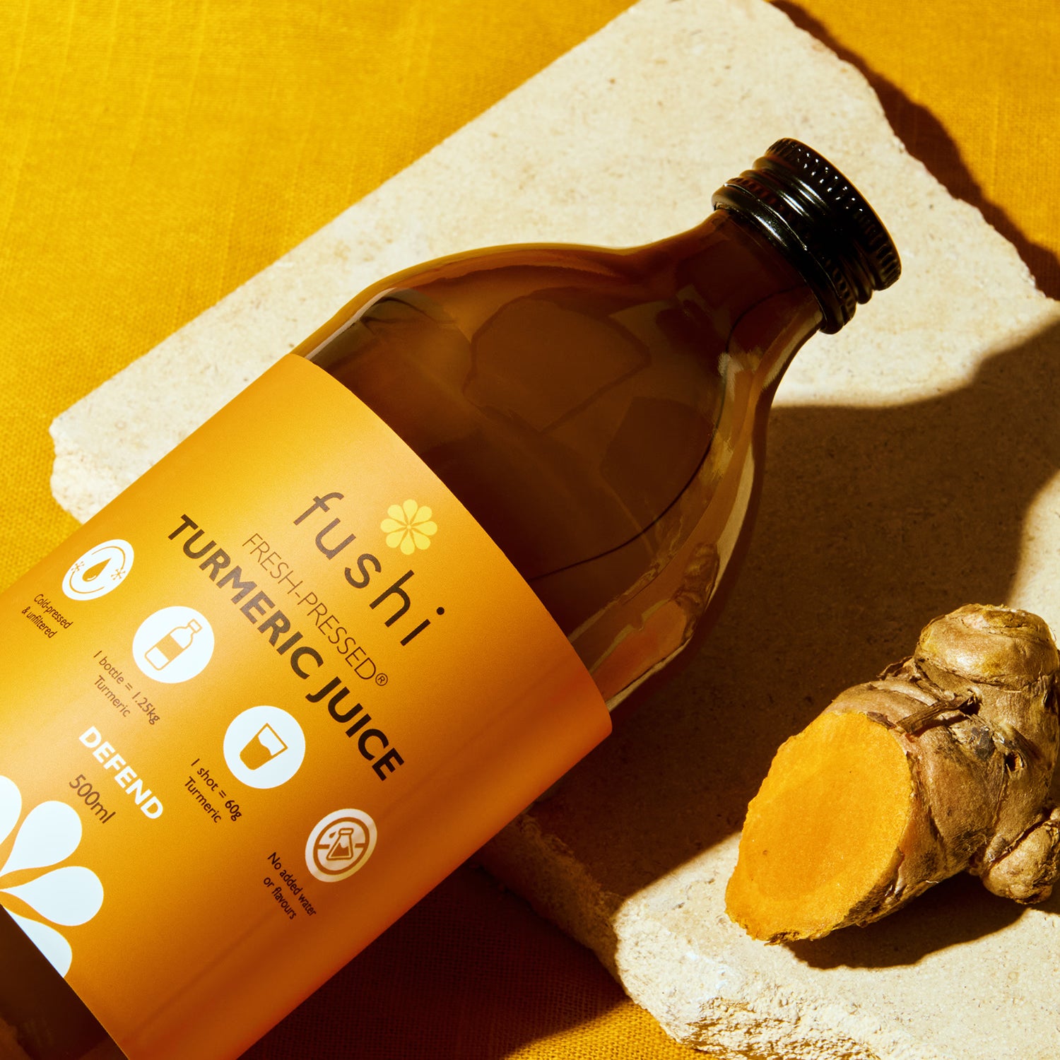 Fushi fresh-pressed turmeric juice 500ml (British brand)