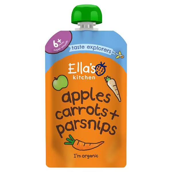 Ella's Kitchen Organic baby food pouch Carrots Apples Parsnips 120g - British product