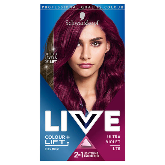 Schwarzkopf Live Intense Colour & Lift Permanent Hair Dye Ultra Violet L76 Beauty at home Sainsburys   