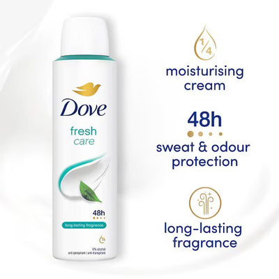 Superdrug Dove Women Deodorant Fresh Antiperspirant Aerosol 150ml- Buy online at McGrocer