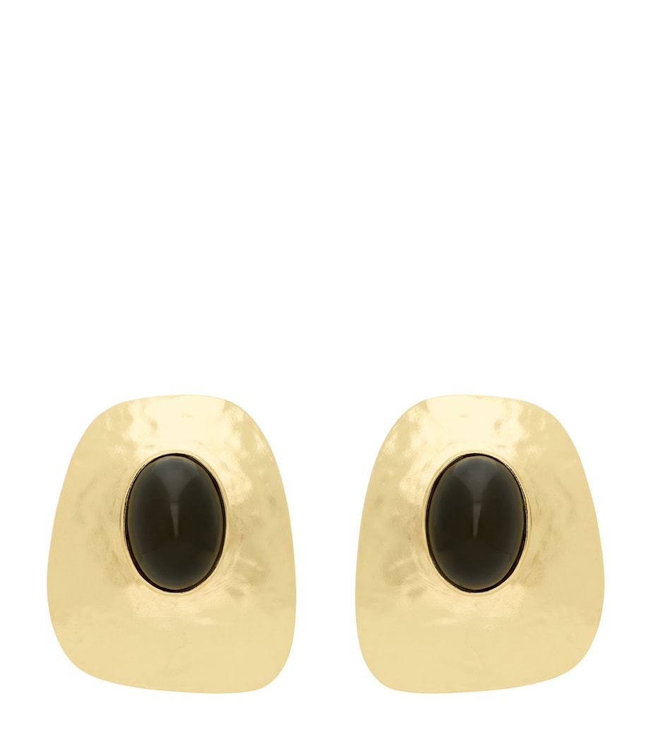 Saint Laurent Cabochon clip-on earrings with gold-tone frame, UK version
