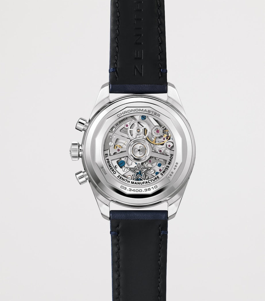 Zenith Chronomaster 38mm stainless steel watch with blue dial - British product