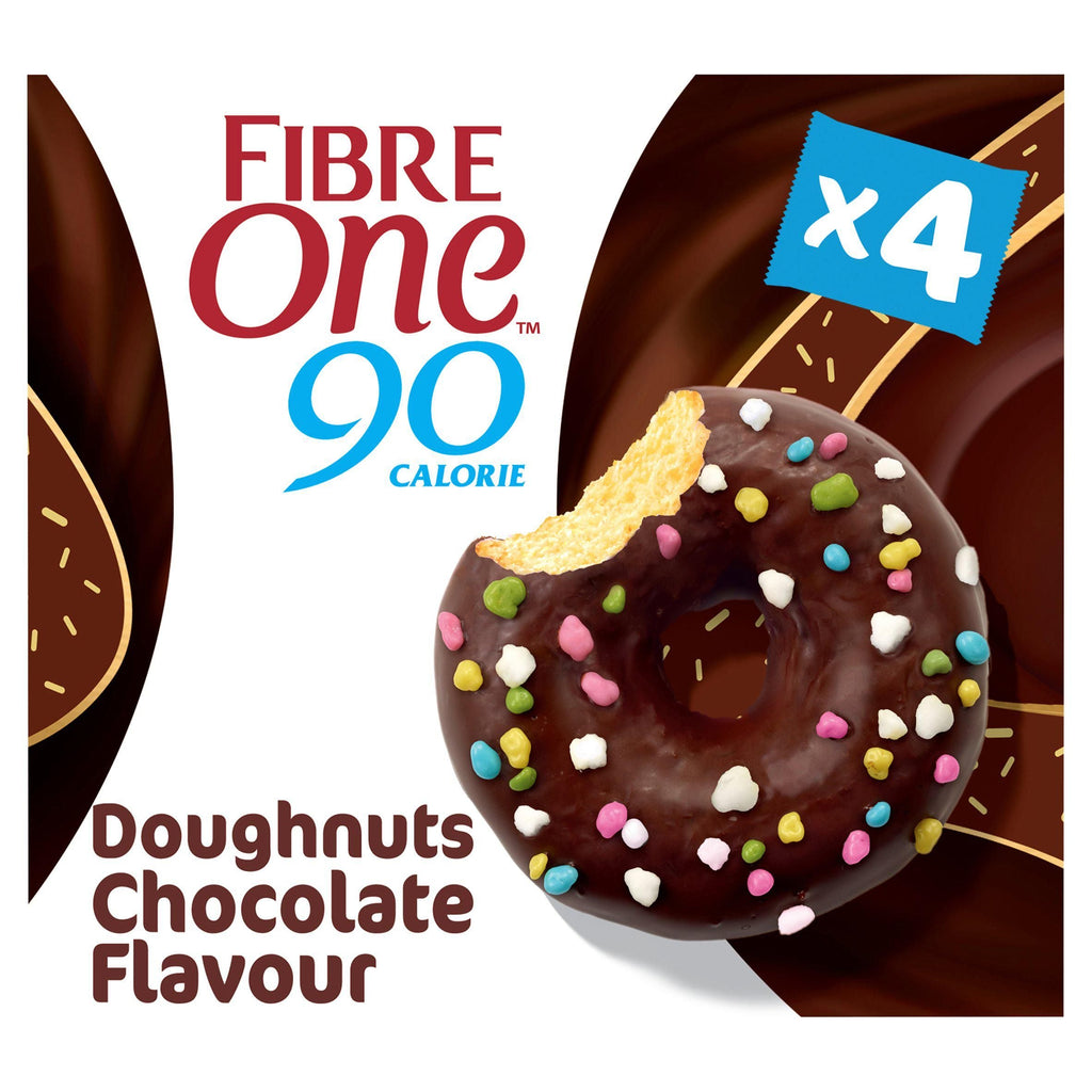 Fibre One 90 Calorie Chocolate Doughnuts Cake Bar Snack  4x23g