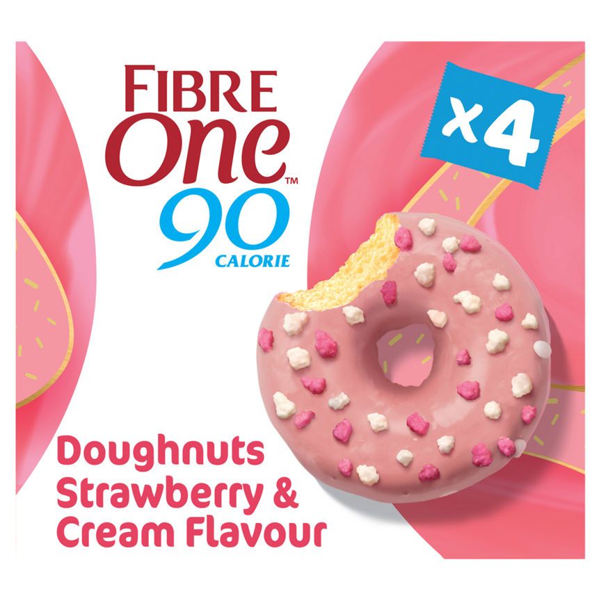 Fibre One 90 Calorie Doughnuts Strawberry & Cream Flavour 4x