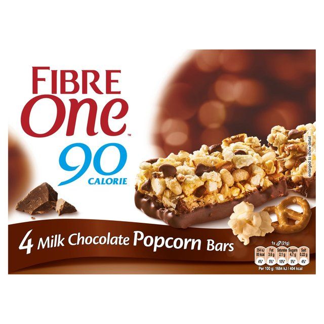 Fibre One 90 Calorie Milk Chocolate Popcorn Bars   4 x 21g