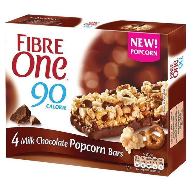 Fibre One 90 Calorie Milk Chocolate Popcorn Bars   4 x 21g