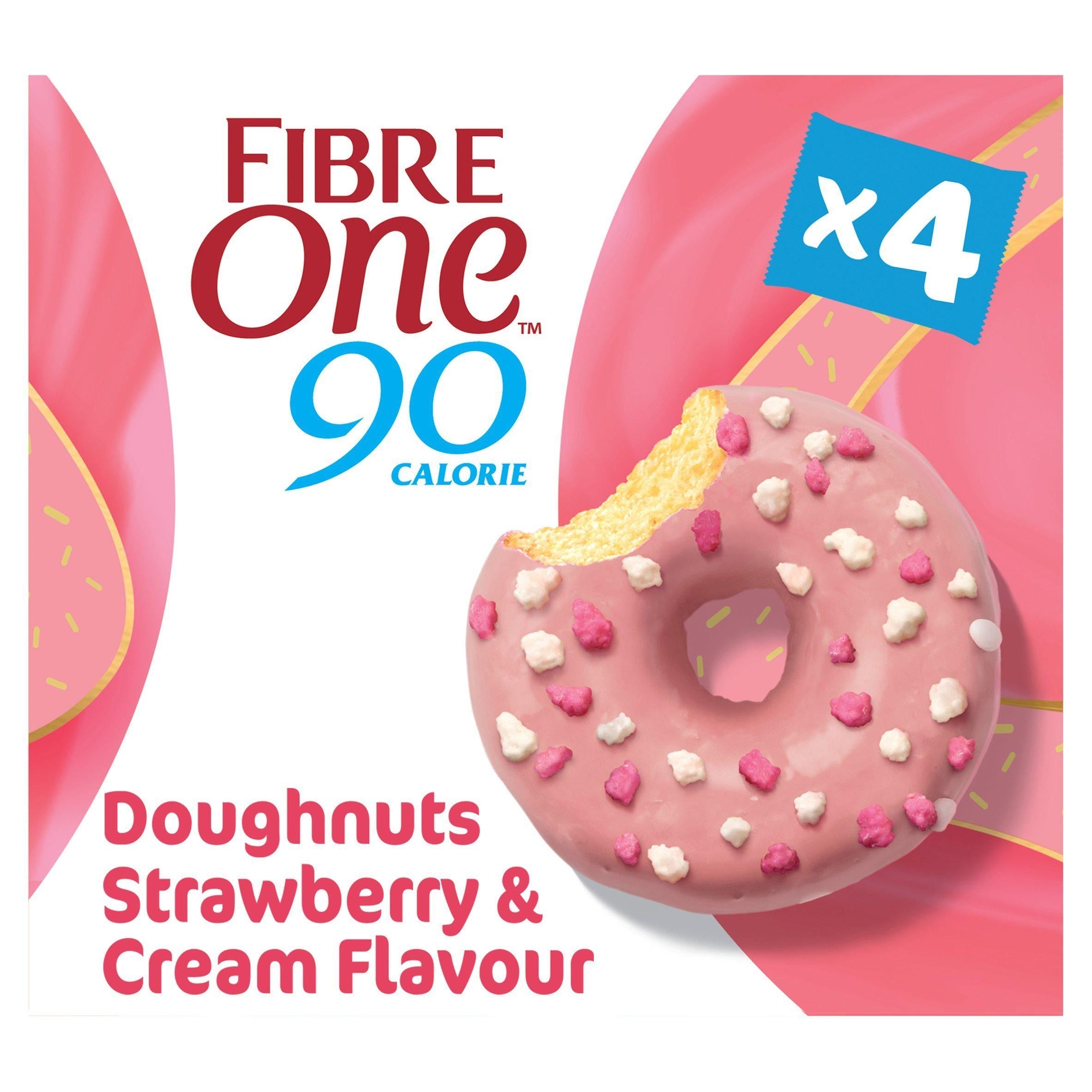 Fibre One 90 Calorie Strawberry &amp;amp; Cream Flavour Doughnuts 4x23g