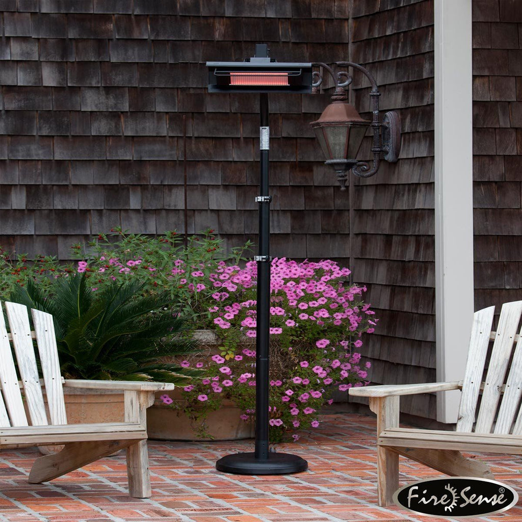 FireSense Black Powder Coated Steel 2.3m (93") Telescoping Offset Pole Mounted Infrared Patio Heater