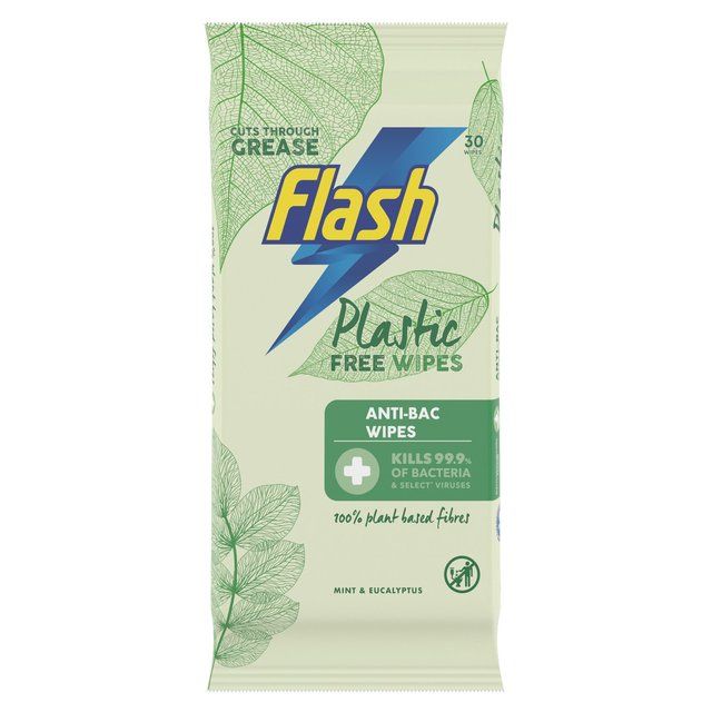 Flash Plastic Free Antibacterial Wipes 30ct   30 per pack