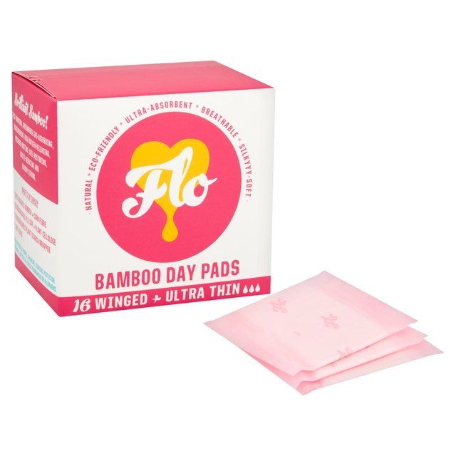 FLO Bamboo Sanitary Day Pads Winged & Ultra Thin    16 per pack