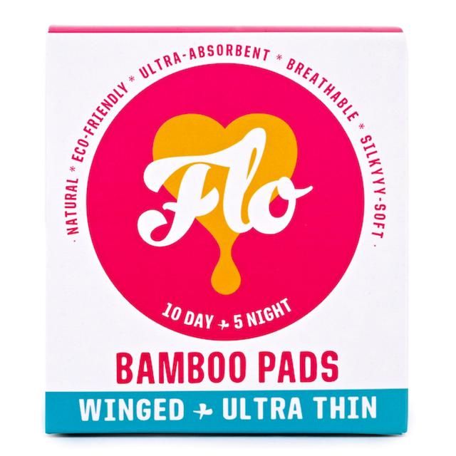 FLO Bamboo Sanitary Night &amp;amp; Day Pads Winged &amp;amp; Ultra Thin    15 per pack