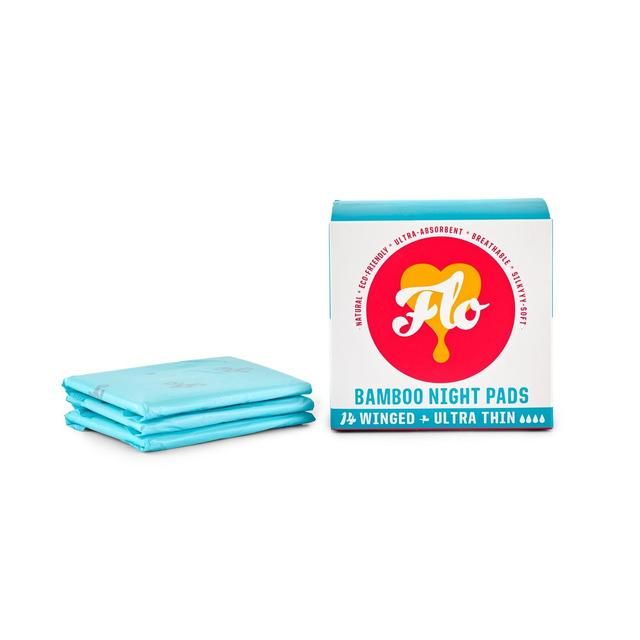 FLO Bamboo Sanitary Night Pads Winged &amp;amp; Ultra Thin    14 per pack