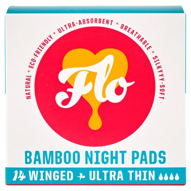 FLO Bamboo Sanitary Night Pads Winged &amp;amp; Ultra Thin    14 per pack