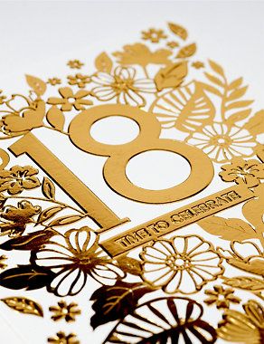 Floral Gold Foil 18th Birthday Card