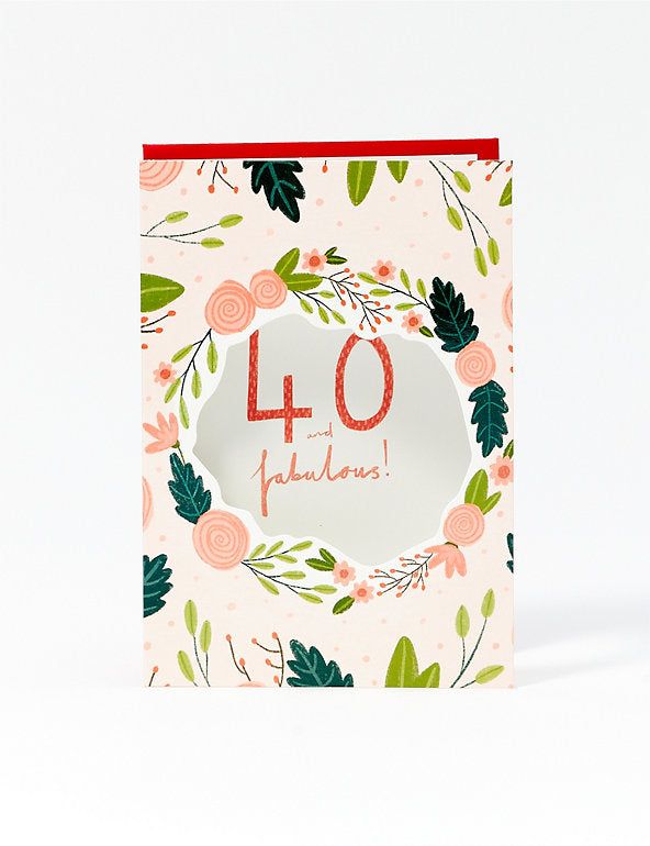 Floral Wreath 40th Birthday Card