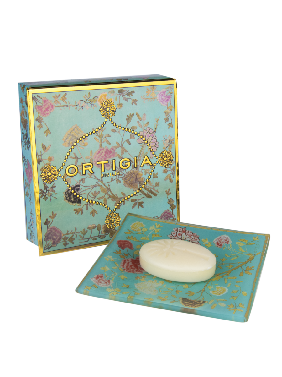 Ortigia Sicilia Florio glass plate and soap set - British product