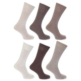 FLOSO Mens 100% Cotton Socks (Pack Of 6) (UK Shoe 6-11) Shades of Brown