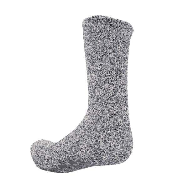 FLOSO Mens Slipper Socks With Rubber Non Slip Grip (7-11) Grey