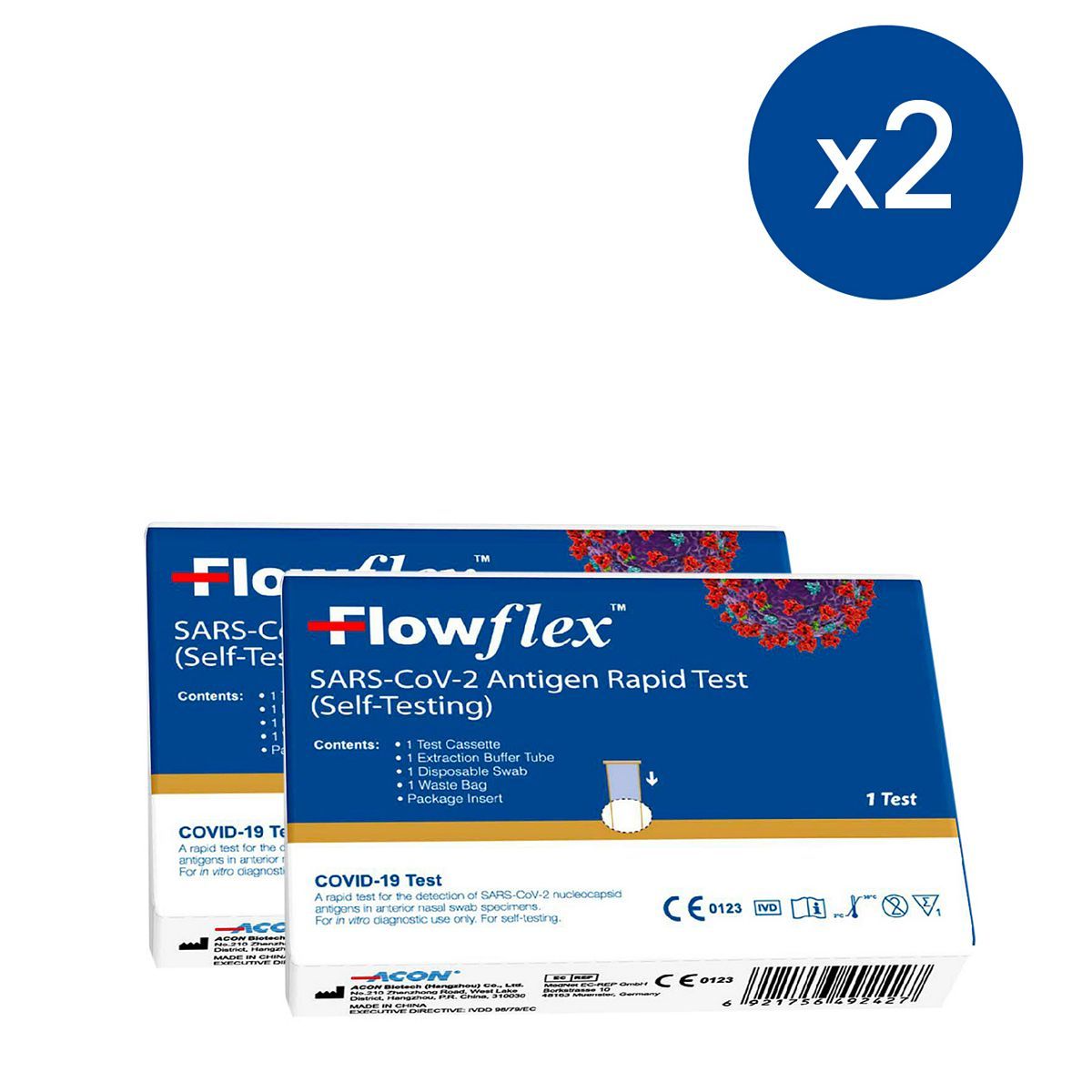 Flowflex Antigen Rapid Test Lateral Flow Self-Testing Kit 2 Kit Bundle