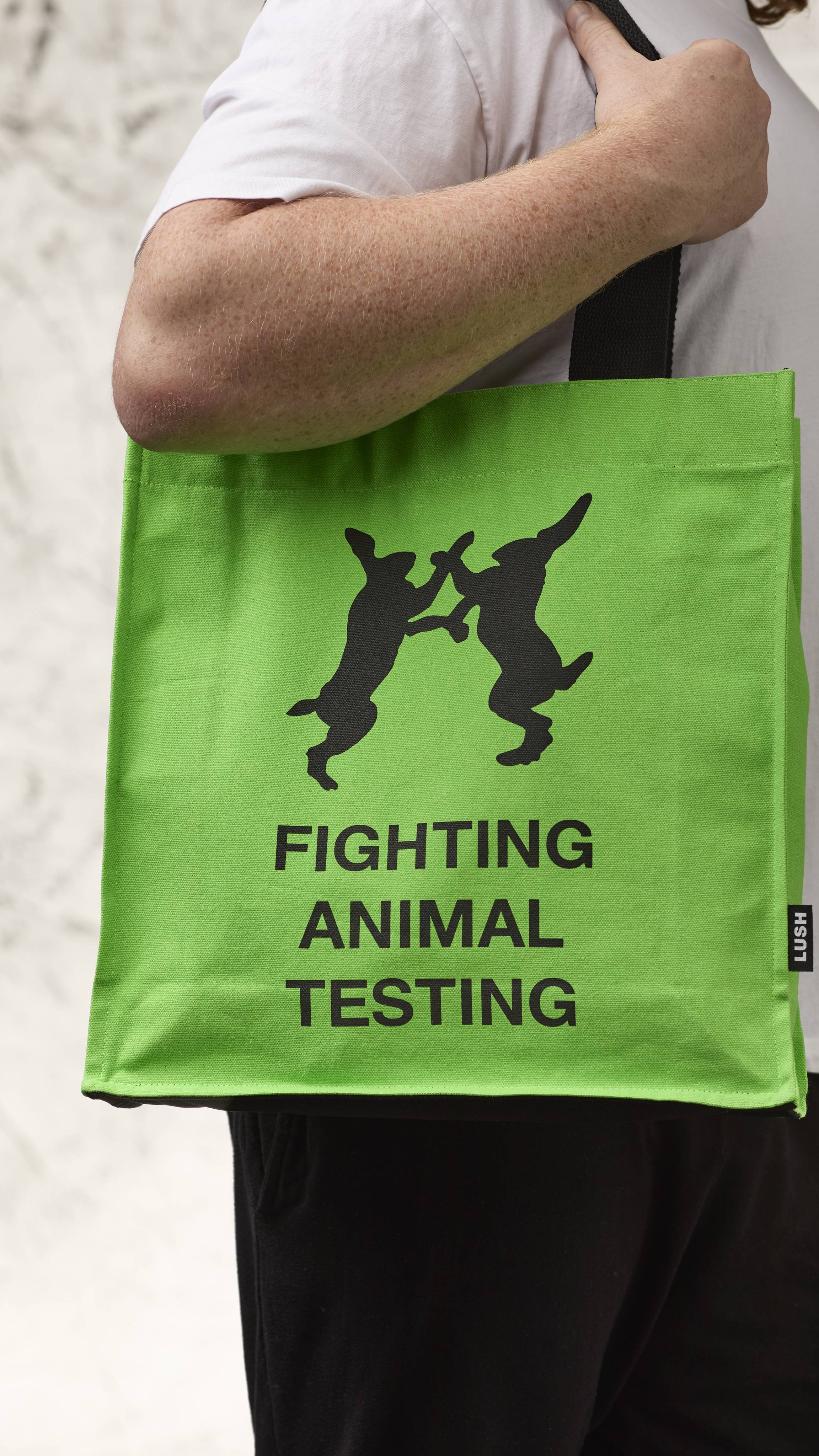Lush fluoro green organic cotton tote bag, imported from the UK