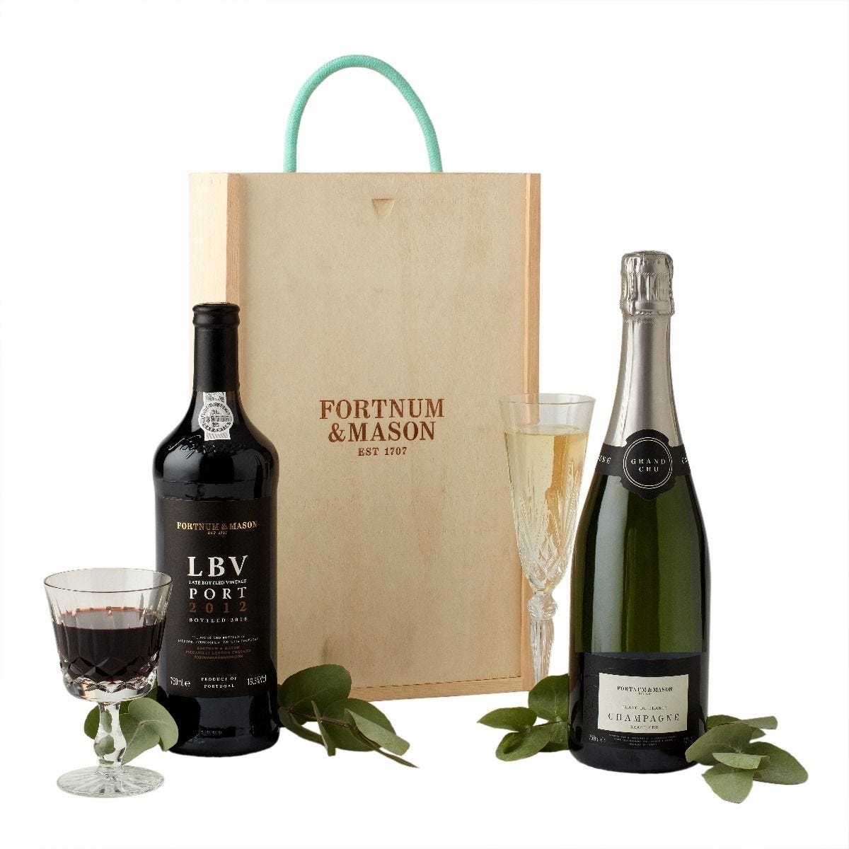 Wooden bottle box for two bottles - British product