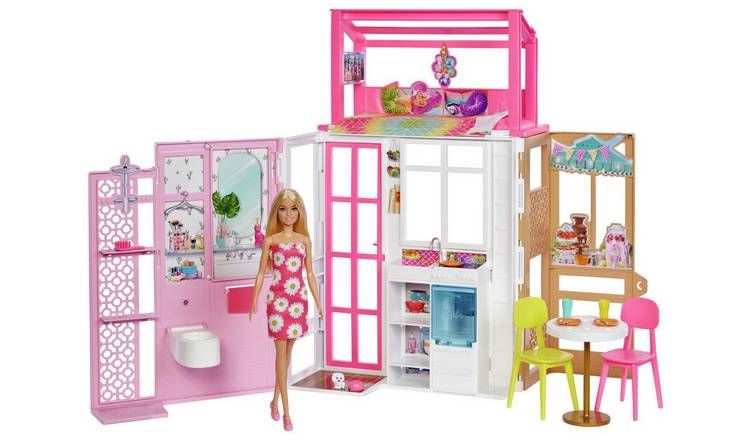 Foldable Barbie Dolls House and Doll Playset