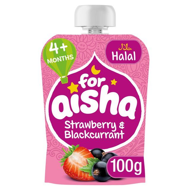 For Aisha Fruit Pouch +4 Months Strawberry & Blackcurrant    100g