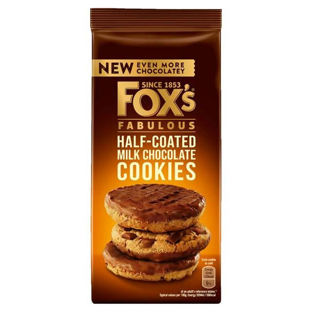 Fox's Biscuits Chunkie Half Coated Chocolate Cookies 175g