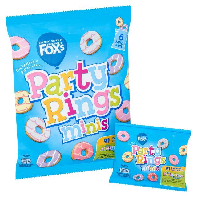 Foxs Biscuits Party Rings Minis Multipack   6 per pack