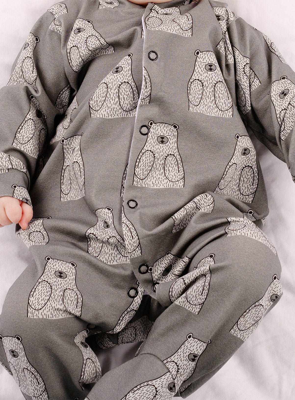 FRED &amp;amp; NOAH Grey Bear Sleepsuit Up To 3 mths