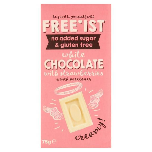 Free'ist No Added Sugar & Gluten Free White Chocolate with Strawberries & with Sweetener 75g