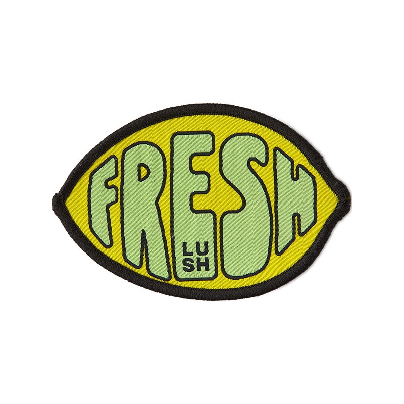 Lush Fresh Values woven iron-on patch 9cm x 6cm (British brand)