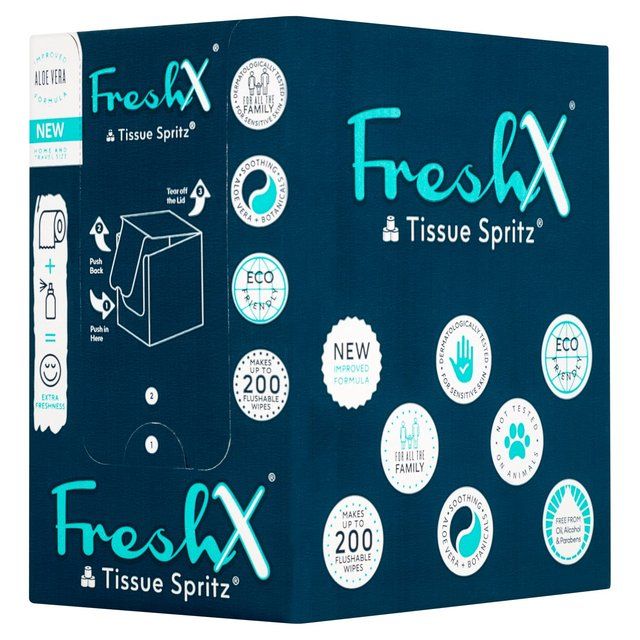 FreshX Tissue Spritz Aloe Vera - Turns Tissue into a Fresh Wipe 100ml