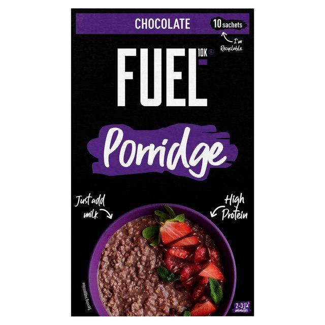 FUEL 10K Chocolate Protein Porridge Sachets Oat Cereal Sachets   10 x 36g