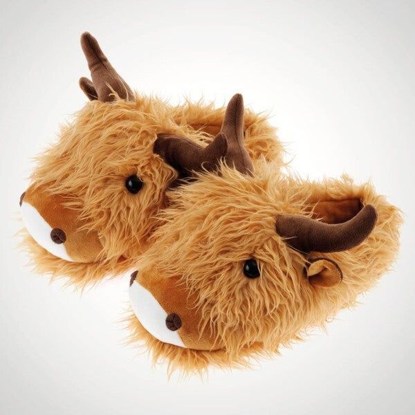 Fuzzy Friends Highland Cow Slippers up to UK size 7