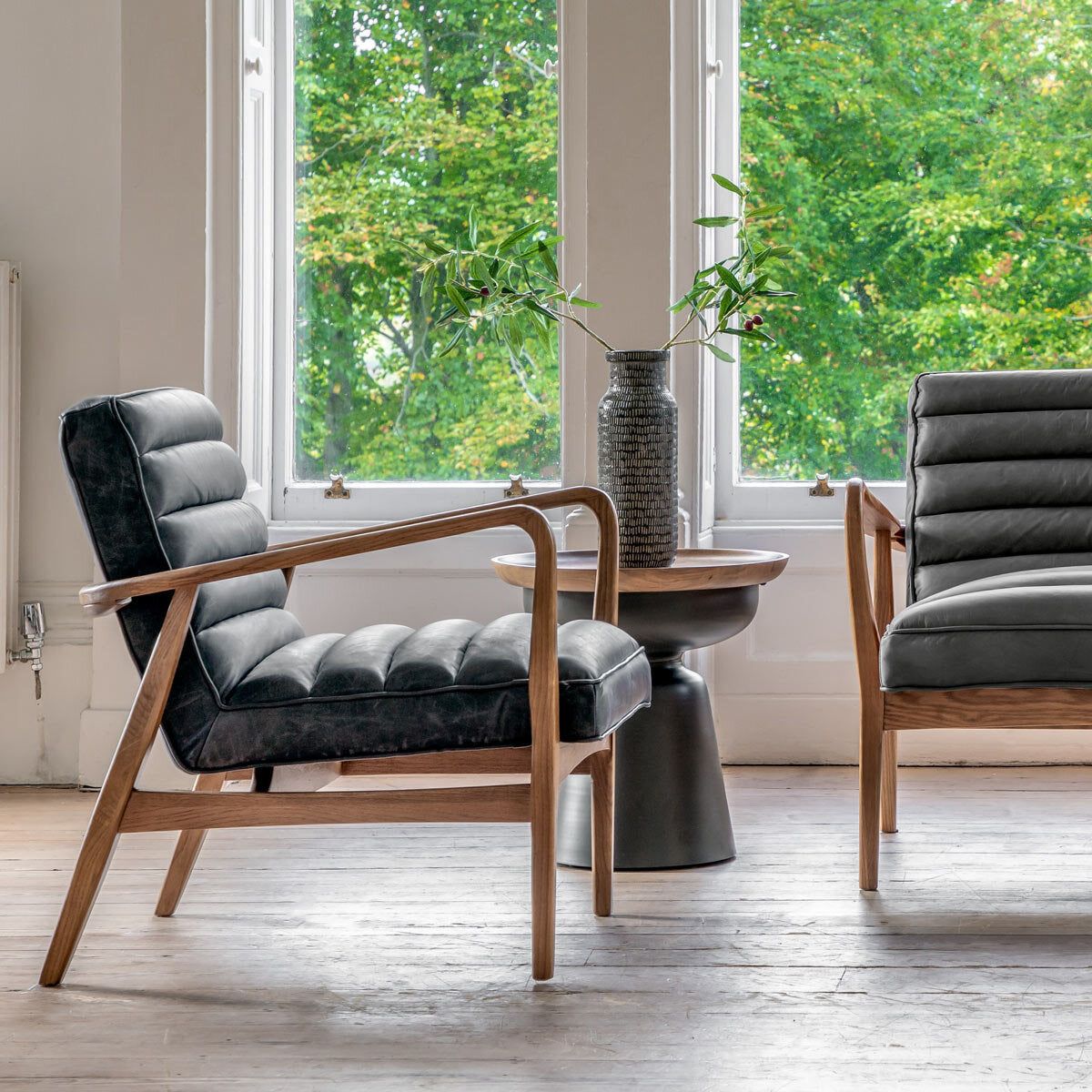 Gallery Newhaven Antique Ebony Leather Armchair