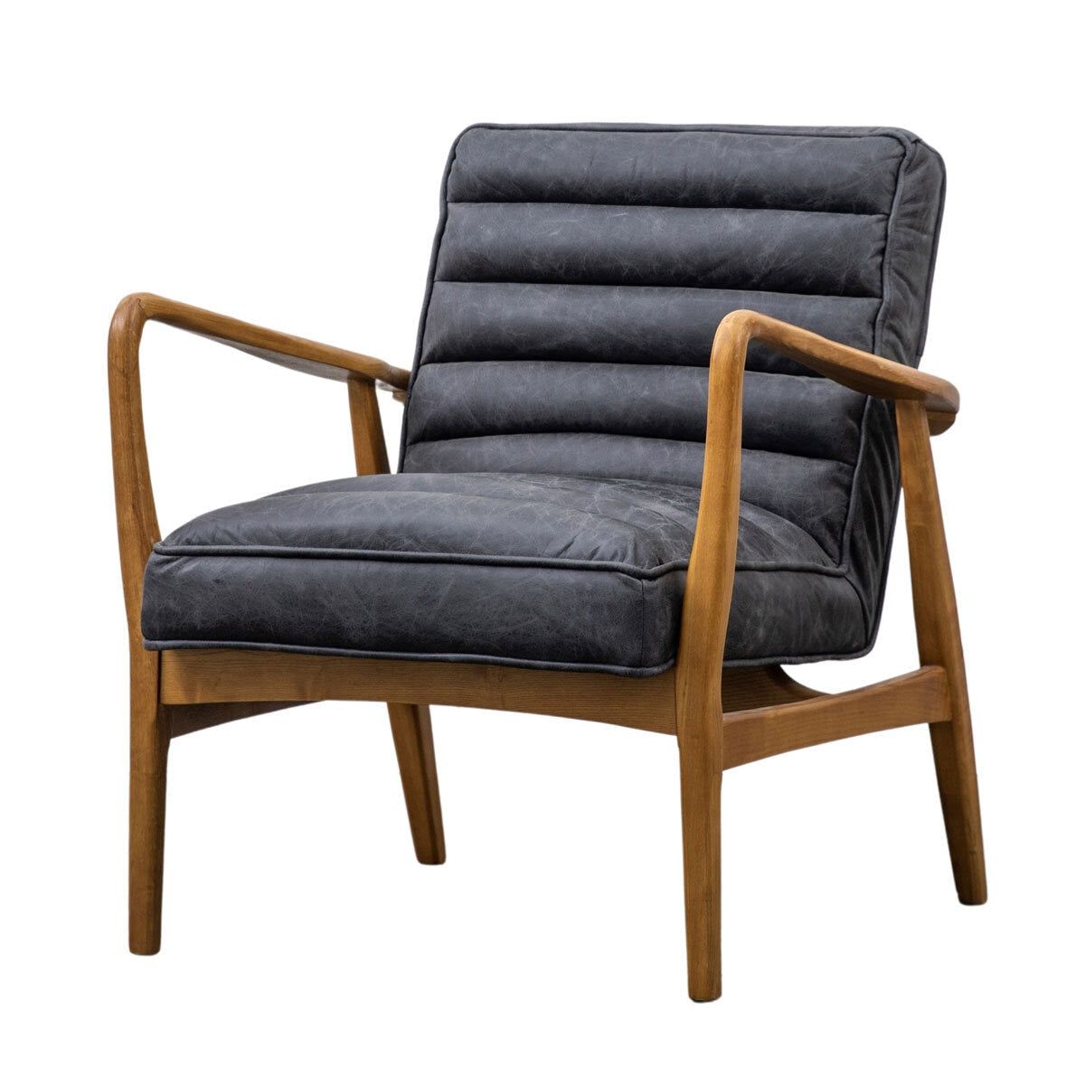 Gallery Newhaven Antique Ebony Leather Armchair