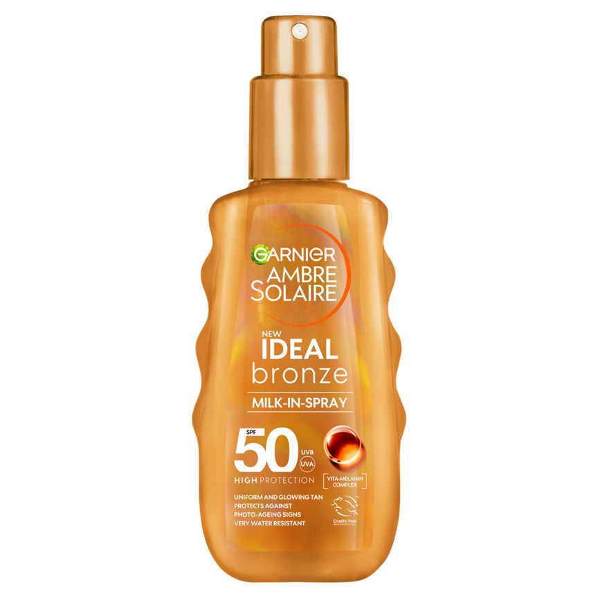 Garnier Ambre Solaire Ideal Bronze Milk-in Spray, High UV Protection SPF50, 150ml