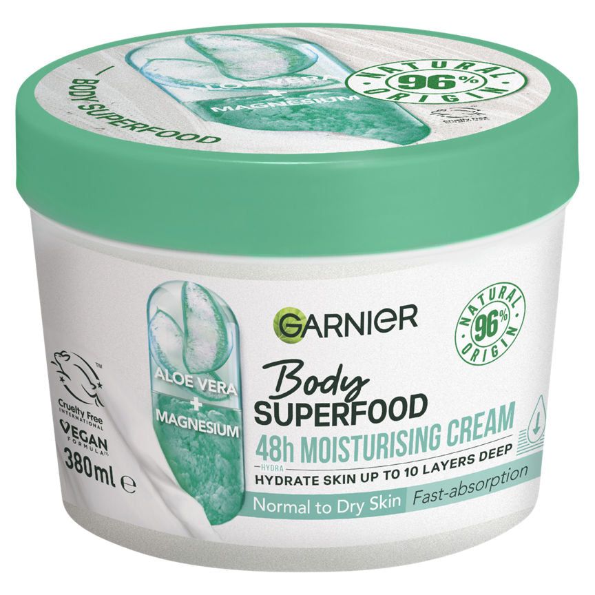 Garnier Body Superfood Moisturising &amp;amp; Soothing Body Cream Aloe Vera &amp;amp; Magnesium Vegan