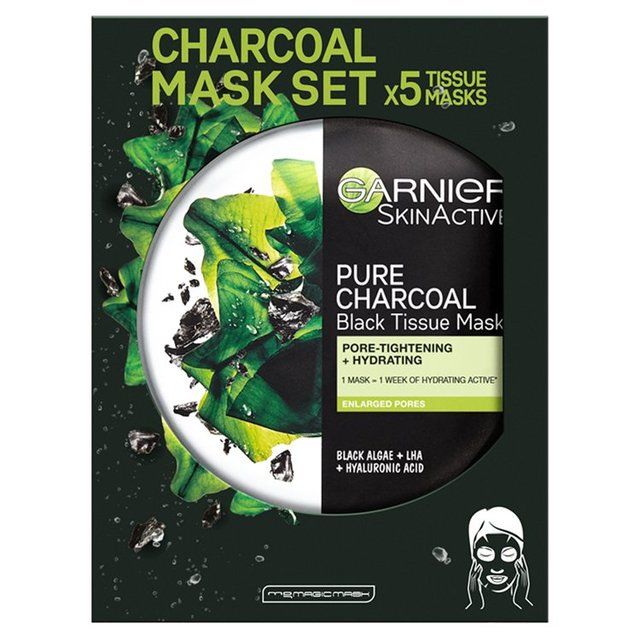 Garnier Charcoal &amp; Algerensing &amp; Hydrating Face Sheet Mask 5 per pakke