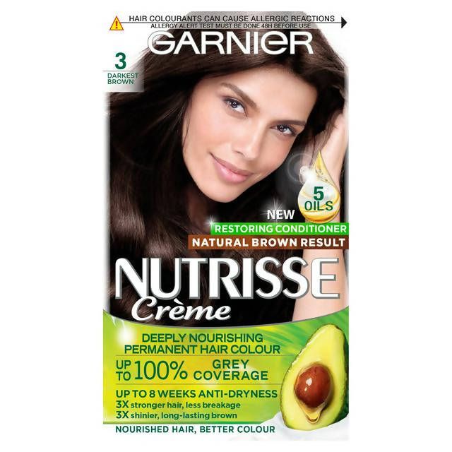 Garnier Nutrisse Natural Permanent Hair Dye Darkest Brown 3