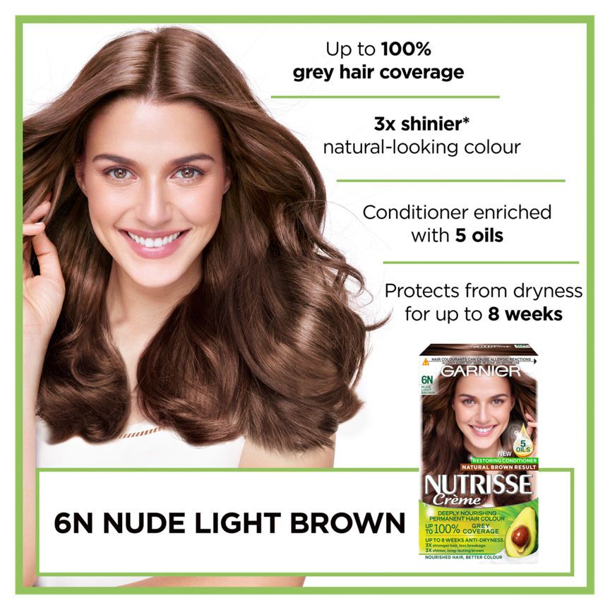 Garnier Nutrisse Permanent Hair Colour Nude Light Brown 6N