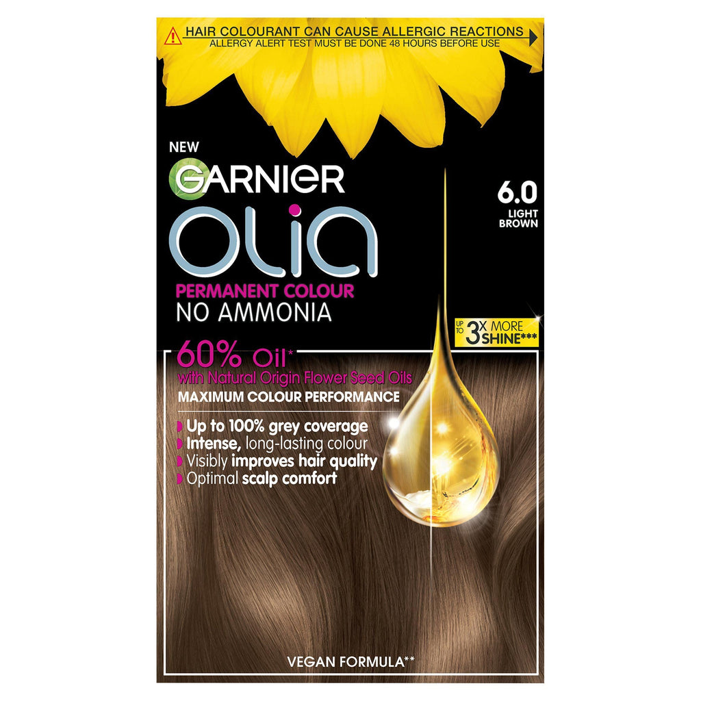 Garnier Olia Permanent No Ammonia Hair Dye Light Brown 6.0