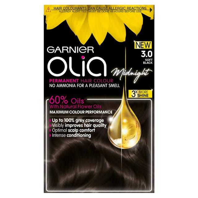 Garnier Olia Permanent No Ammonia Hair Dye Soft Black 3.0