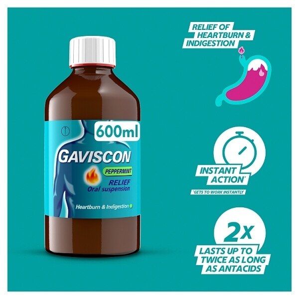 Gaviscon Liquid Heartburn &amp;amp; Indigestion Peppermint 600ml