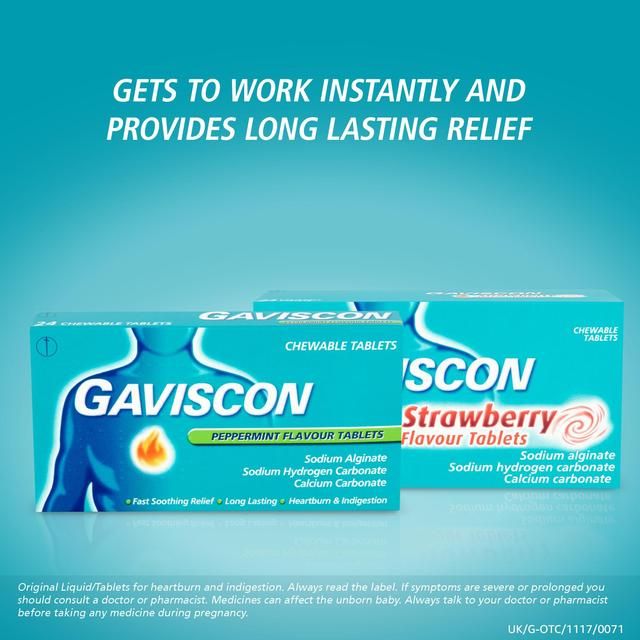 Gaviscon Tablets Heartburn &amp;amp; Indigestion Peppermint   48 per pack