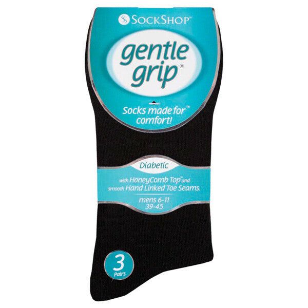 Gentle Grip 6 Pairs Mens Diabetic Sock 6-11 UK