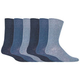 Gentle Grip 6 Pairs Mens Diabetic Sock 6-11 UK Blues